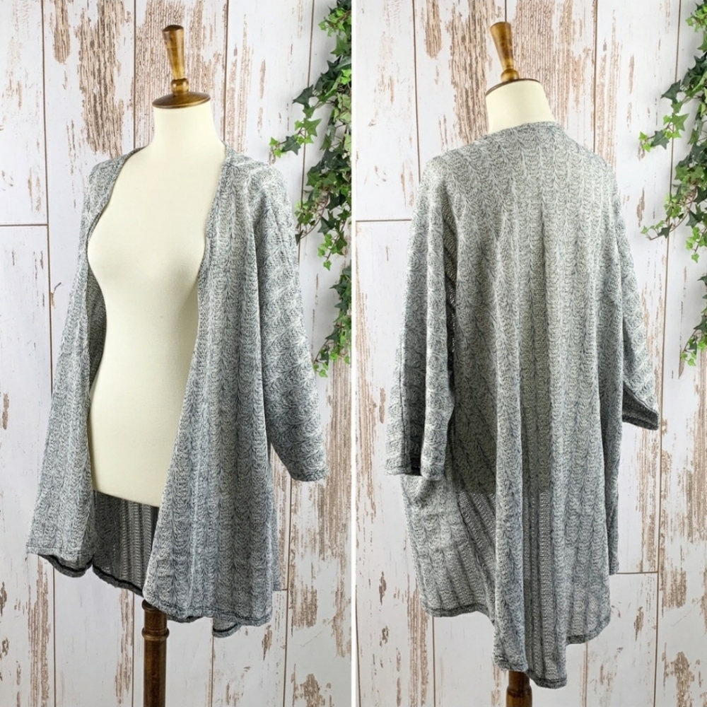 Lularoe Grey Feather Knit Open Kimono Cardigan